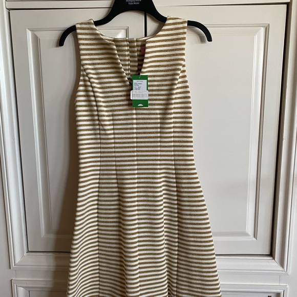 Lilly Pulitzer NWT Metallic Gold and White Striped Dress Size Small - Picture 6 of 6